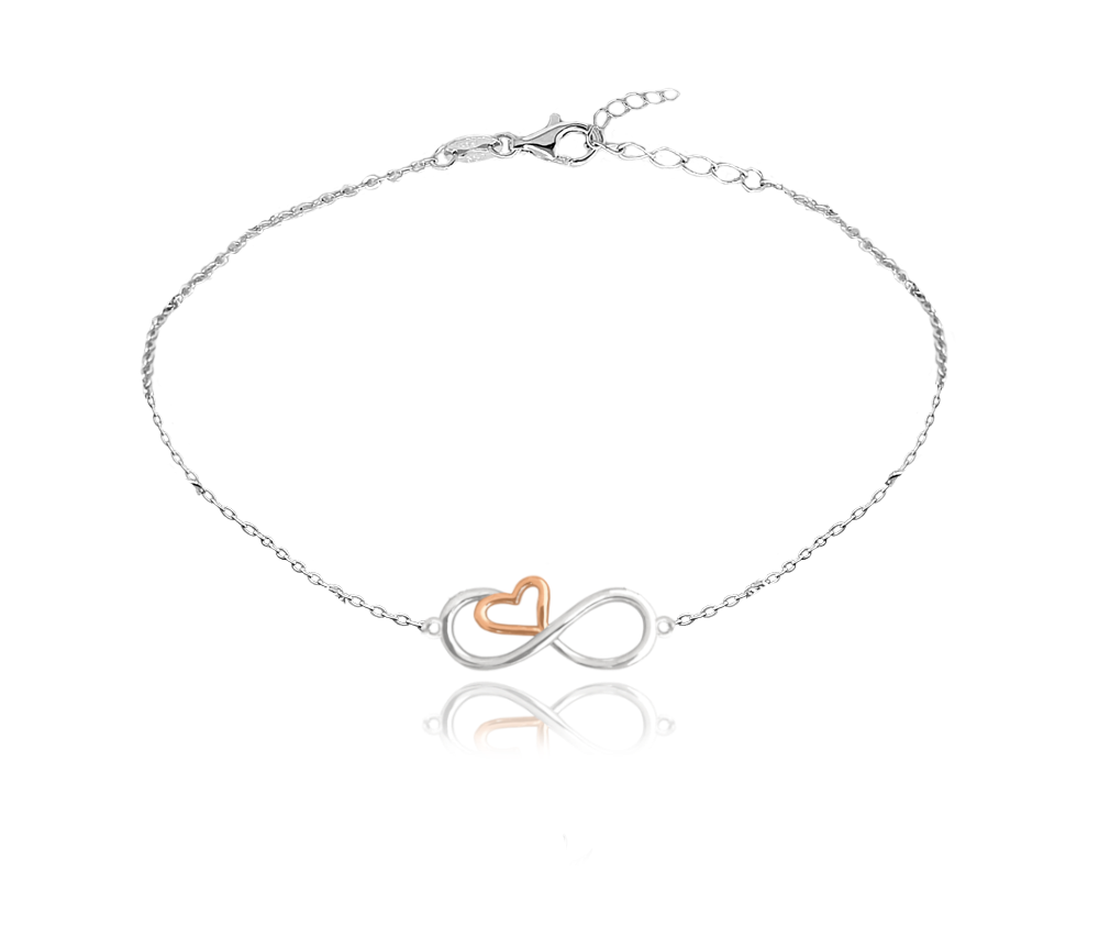 MINET Rose gold stříbrný řetízek na kotník FOREVER LOVE