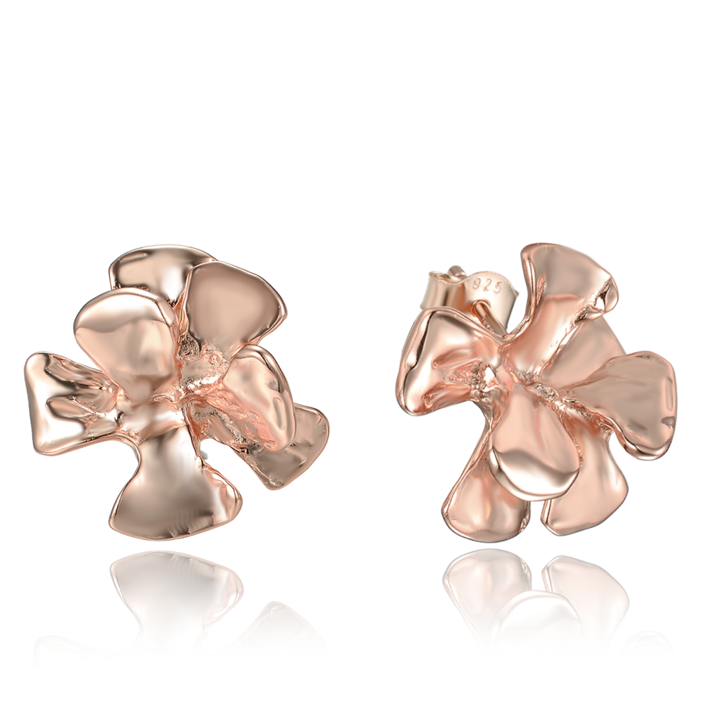 MINET Decentní rose gold stříbrné náušnice kytičky