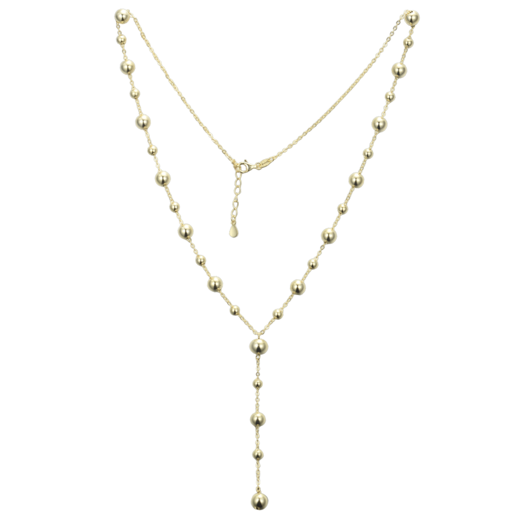 MINET Elegantní pozlacený stříbrný náhrdelník s kuličkami