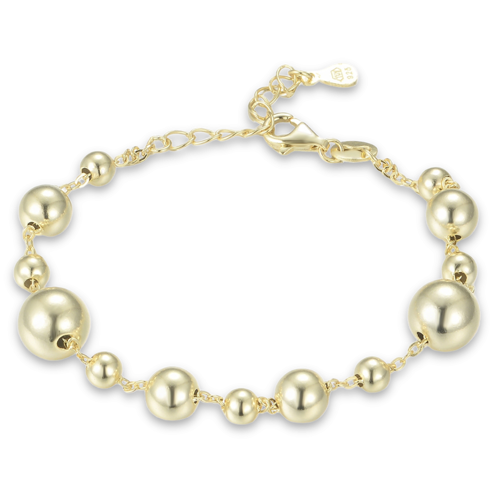 MINET Elegantní pozlacený stříbrný náramek s kuličkami