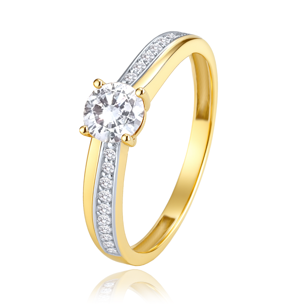 MINET Luxusní zlatý prsten s bílými zirkony Au 585/1000 vel. 59 - 1,75g 