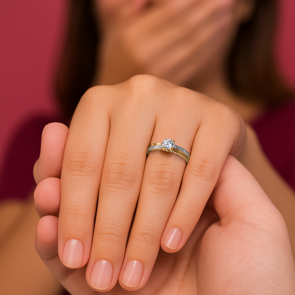 MINET Luxusní zlatý prsten s bílými zirkony Au 585/1000 vel. 59 - 1,75g 