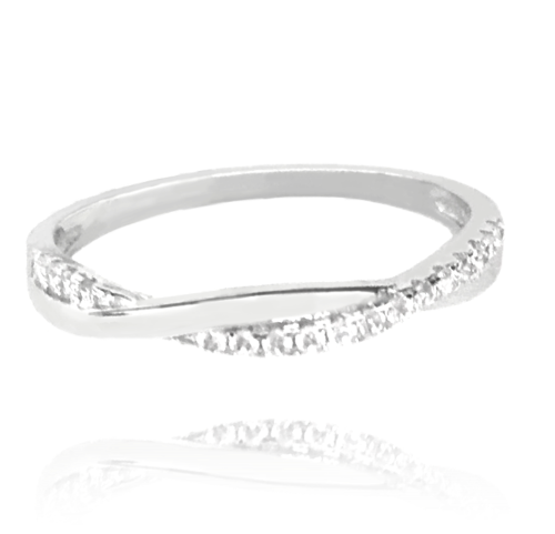 Stříbrný zapletený prsten MINET s bílými zirkony vel. 58