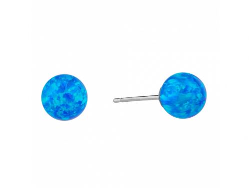 Stříbrné náušnice kulička - opál modrý 6mm na puzetu