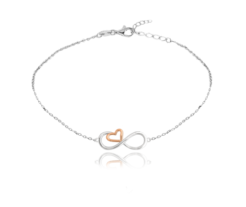 MINET Rose gold stříbrný řetízek na kotník FOREVER LOVE