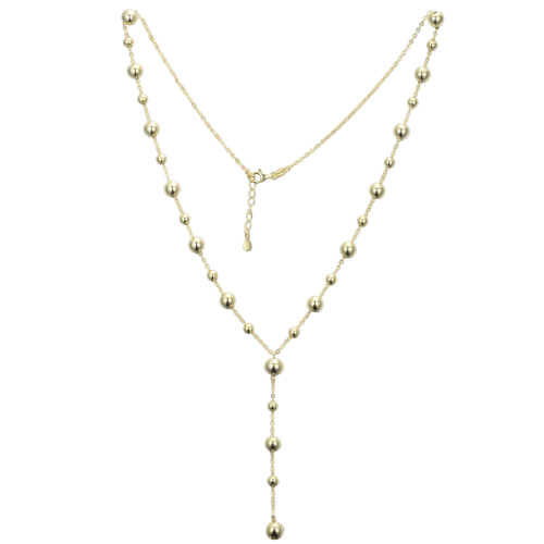 MINET Elegantní pozlacený stříbrný náhrdelník s kuličkami