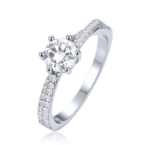 MINET Elegantní stříbrný prsten s bílým zirkonem vel. 51