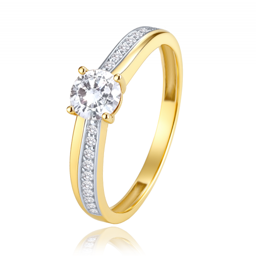 MINET Luxusní zlatý prsten s bílými zirkony Au 585/1000 vel. 59 - 1,75g 