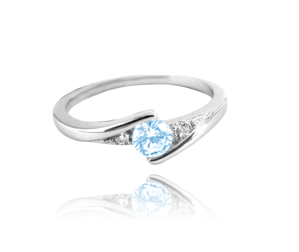 Elegantní stříbrný prsten MINET s modrým zirkonem vel. 49