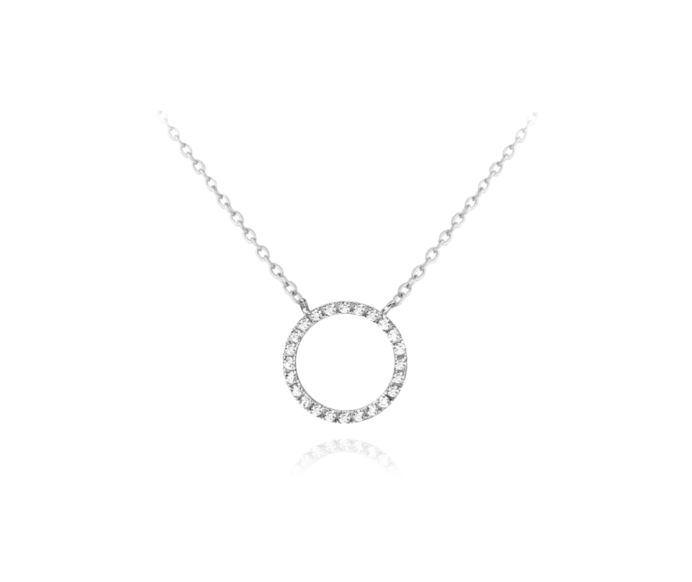 Stříbrný náhrdelník MINET KROUŽEK s bílými zirkony