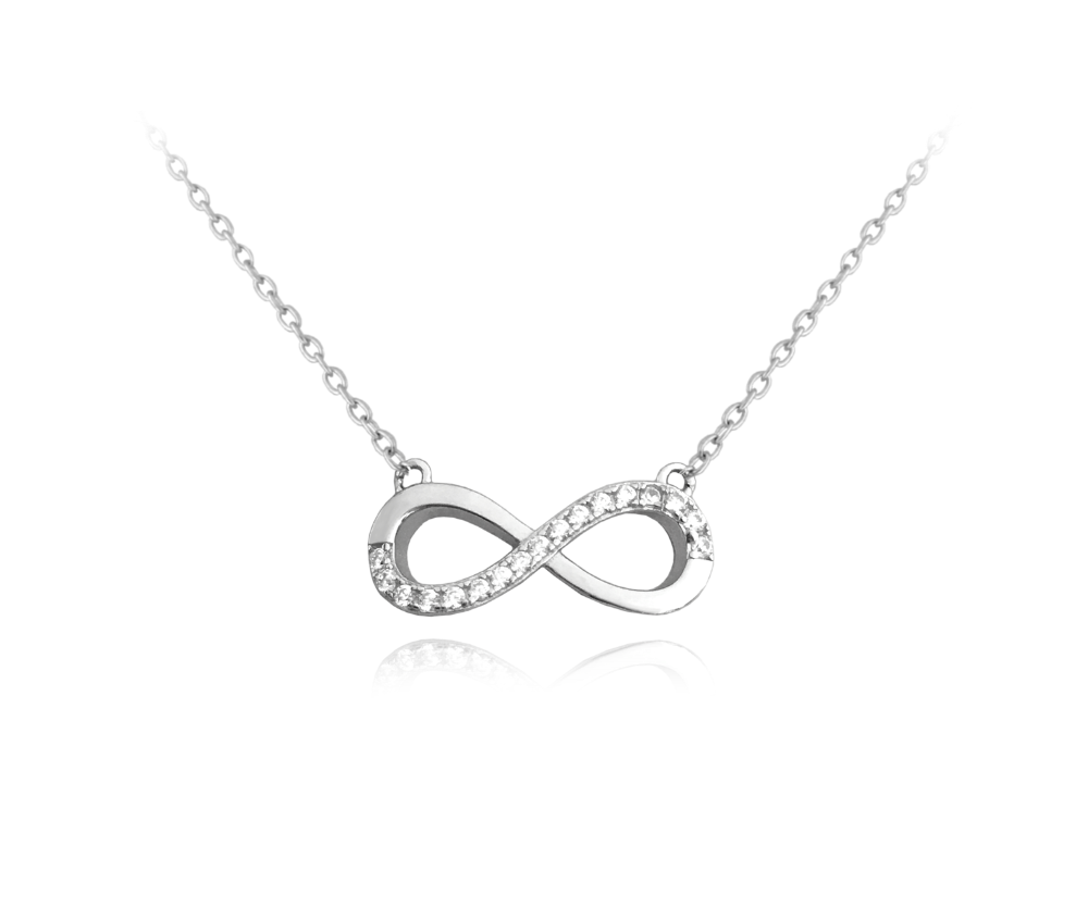 Stříbrný náhrdelník MINET NEKONEČNO s bílými zirkony