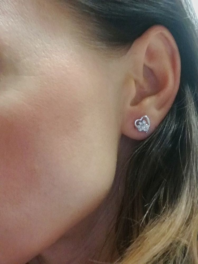 Stříbrné náušnice srdce s tlapkou a zirkony