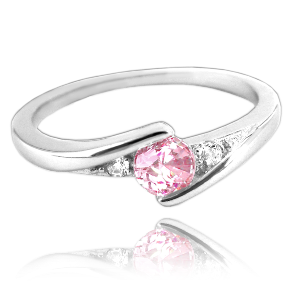 Elegantní stříbrný prsten MINET s růžovým zirkonem vel. 49