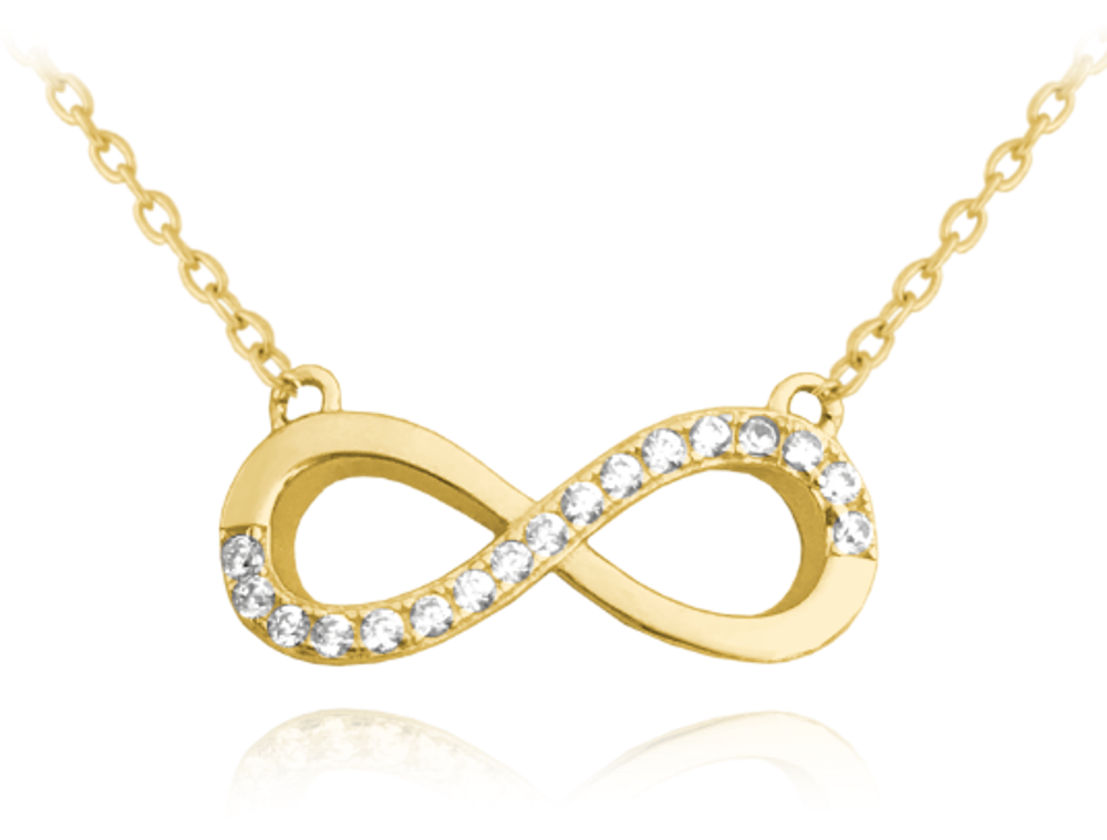 Pozlacený stříbrný náhrdelník MINET NEKONEČNO s bílými zirkony