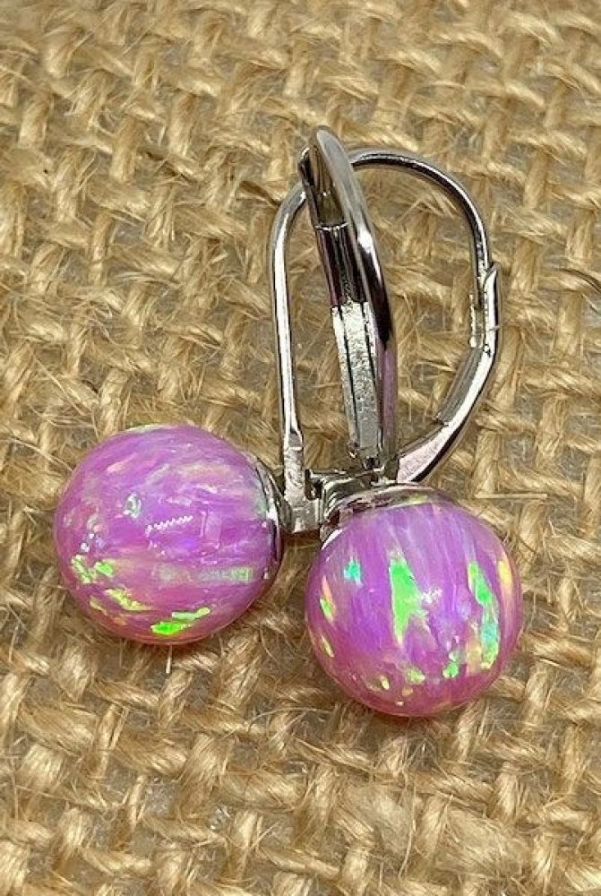 Stříbrné náušnice kulička - opál růžový 10mm