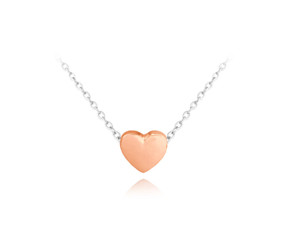 Rose gold stříbrný náhrdelník MINET LOVE se srdíčkem