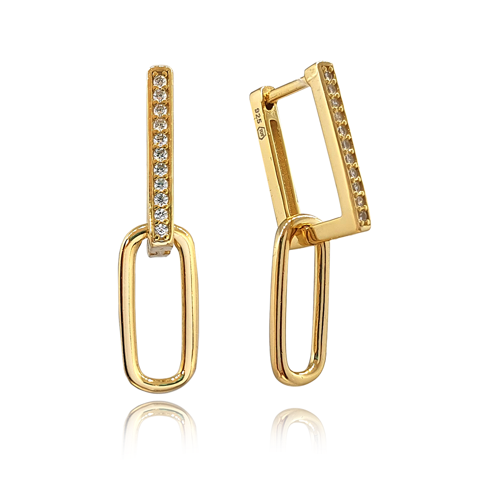 MINET Pozlacené stříbrné náušnice v italském stylu s bílými zirkony