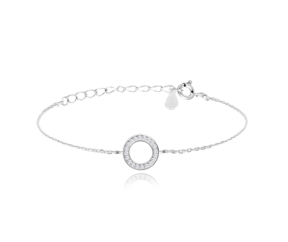 MINET Stříbrný náramek KROUŽEK s bílými zirkony