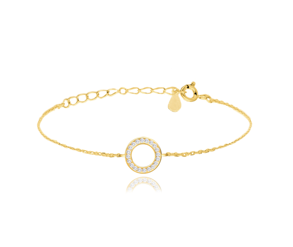 MINET Pozlacený stříbrný náramek KROUŽEK s bílými zirkony