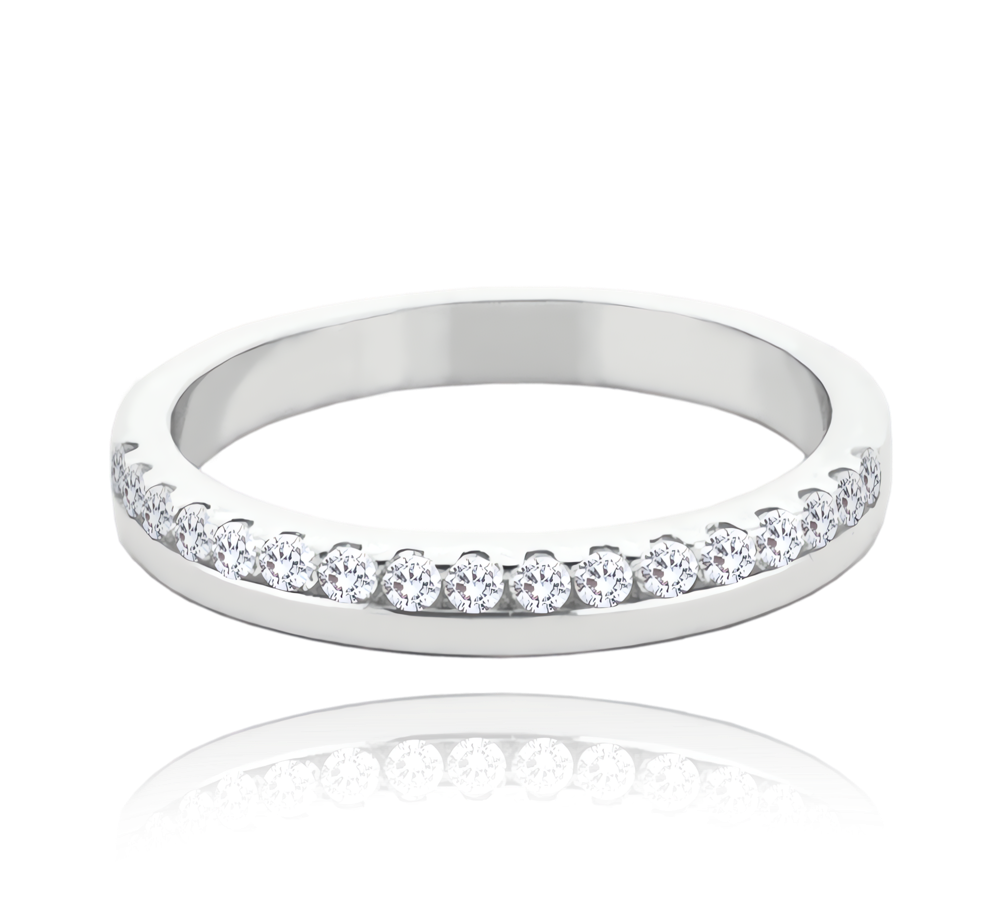 MINET+ Stříbrný snubní prsten s bílými zirkony vel. 64