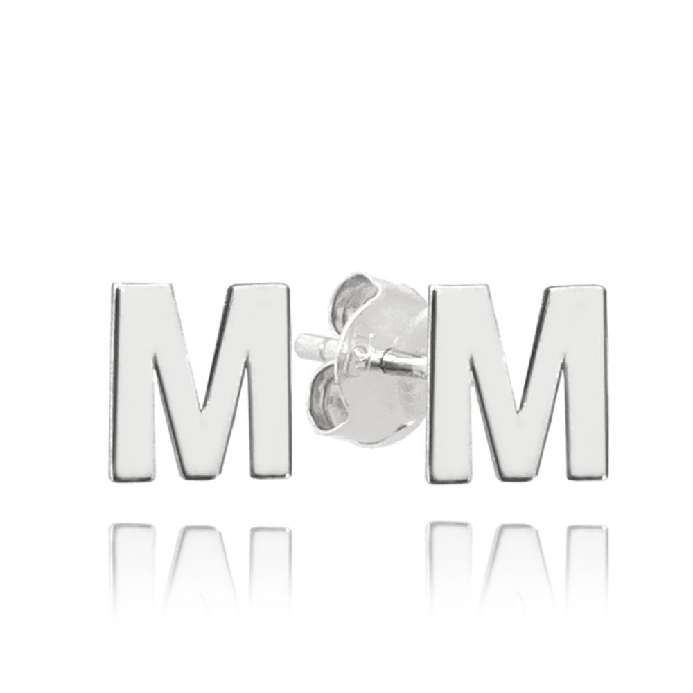 MINET Stříbrné náušnice písmeno "M"