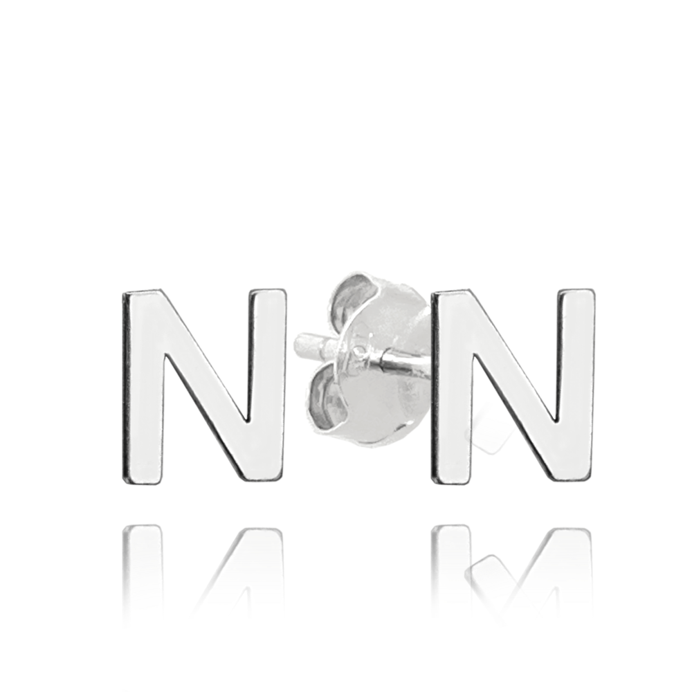 MINET Stříbrné náušnice písmeno "N"