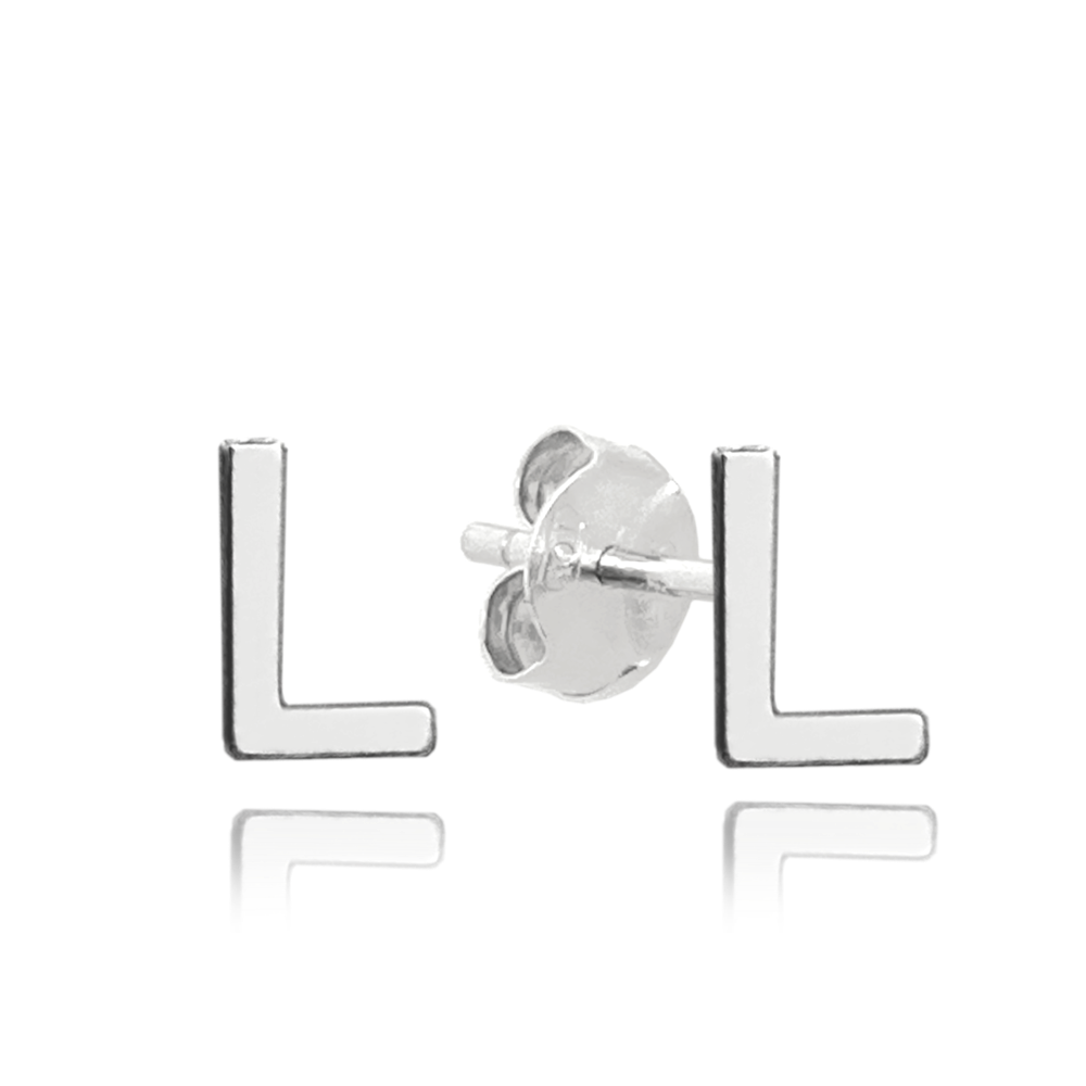 MINET Stříbrné náušnice písmeno "L"