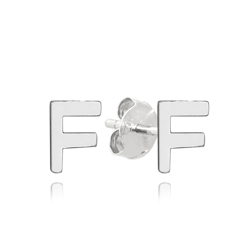 MINET Stříbrné náušnice písmeno "F"
