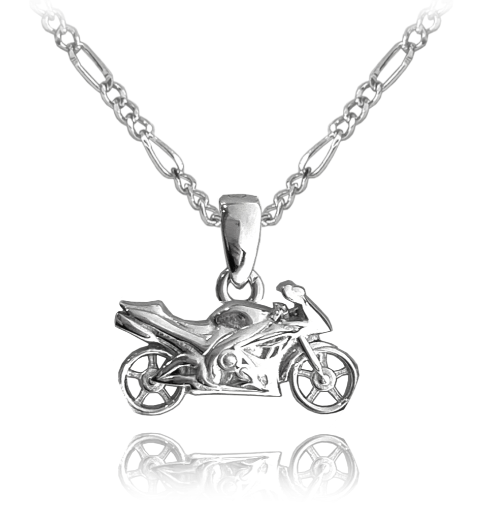 MINET Stříbrný náhrdelník motorka