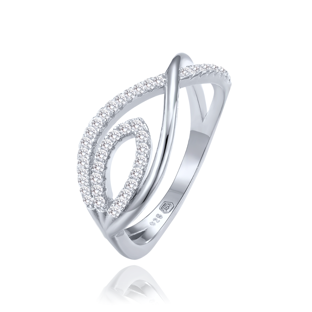 MINET Luxusní stříbrný prsten s bílými zirkony vel. 53