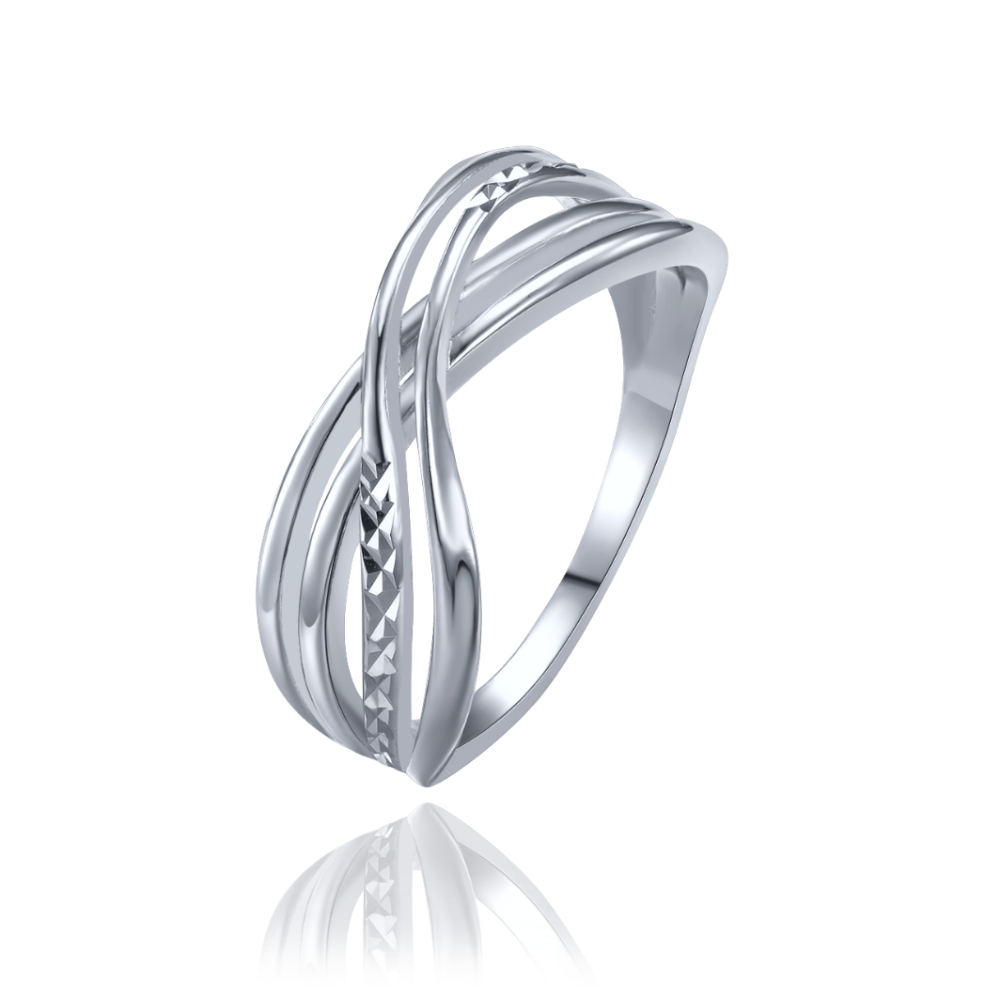 MINET Překřížený stříbrný broušený prsten vel. 55 