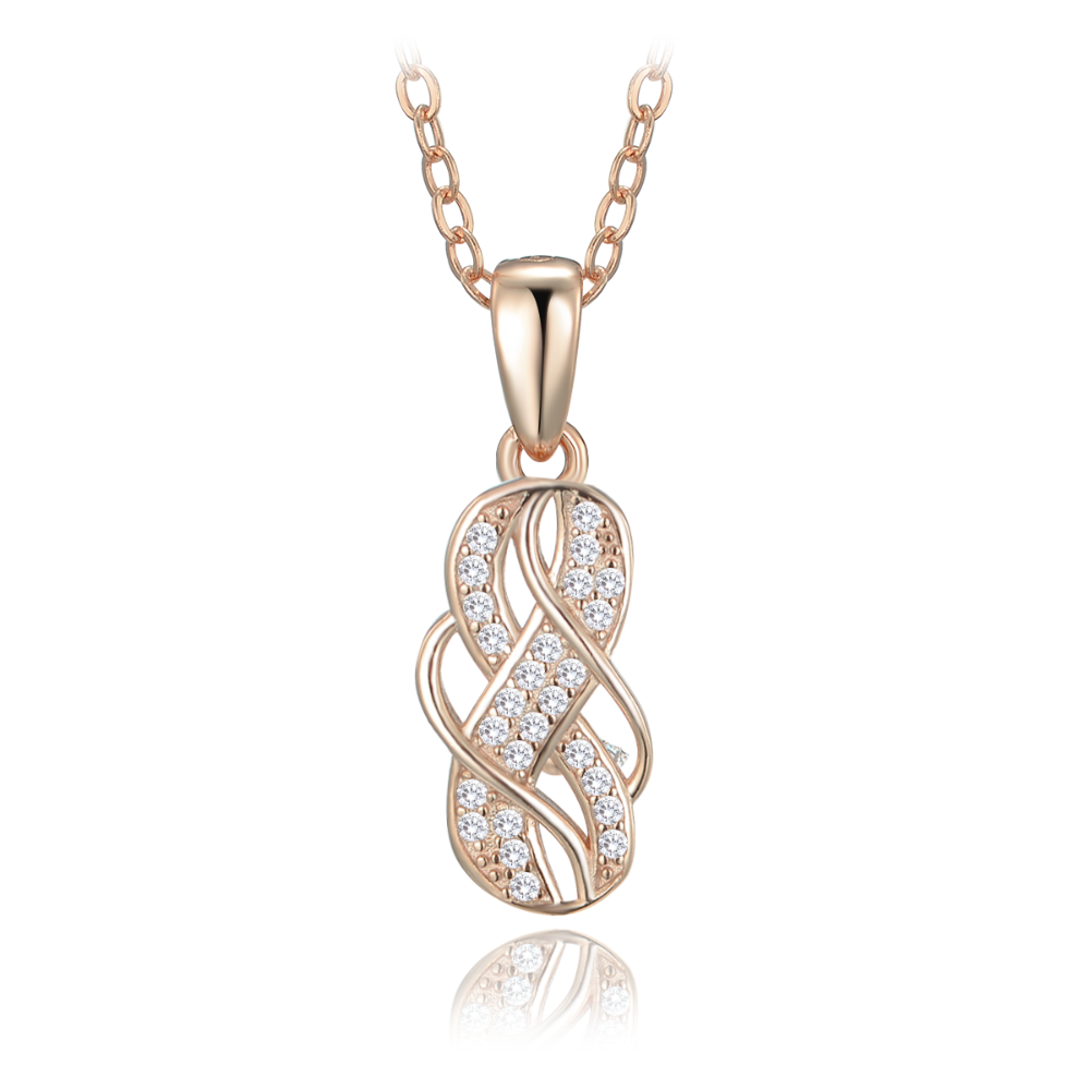 MINET Rose gold luxusní stříbrný náhrdelník s bílými zirkony