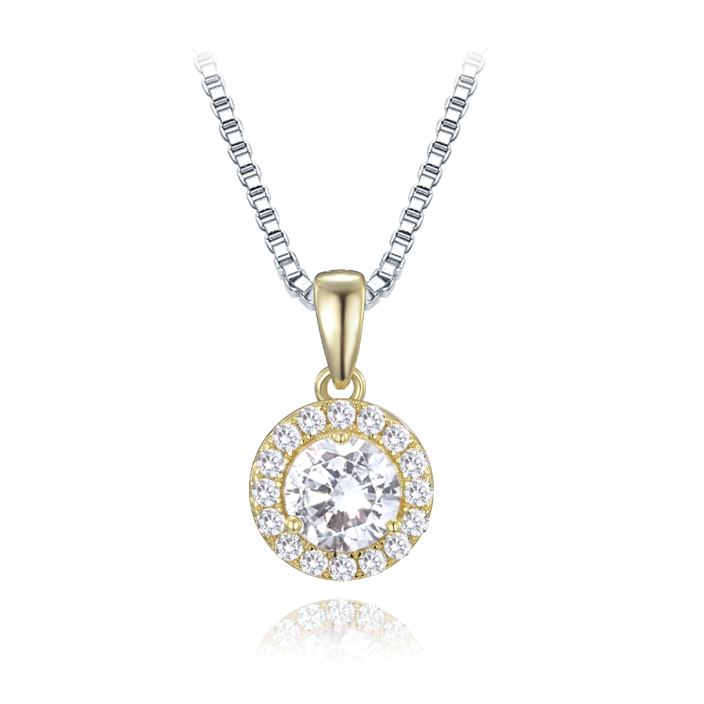 MINET Elegantní stříbrný náhrdelník s pozlaceným příveskem a bílými zirkony