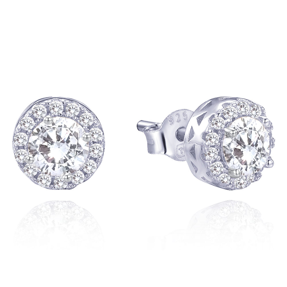 MINET Elegantní stříbrné náušnice s bílými zirkony