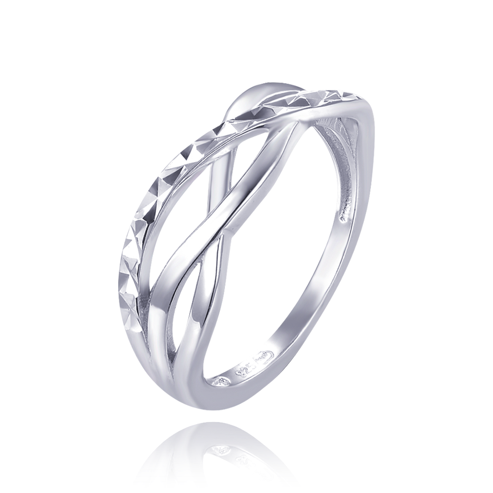 MINET Překřížený stříbrný broušený prsten vel. 61