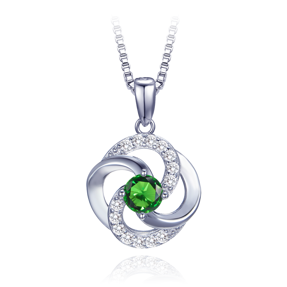 MINET Luxusní stříbrný náhrdelník s bílými a zelenými zirkony