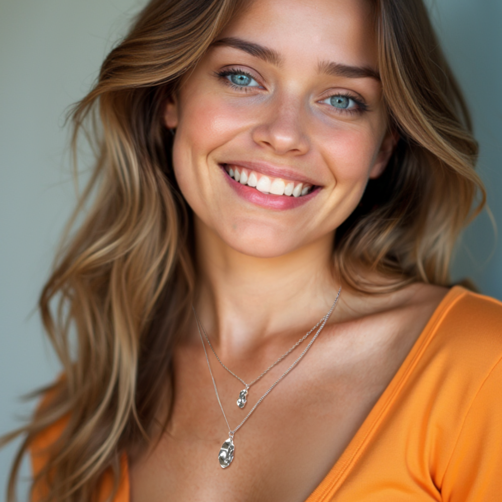 MINET Moderní dvojitý stříbrný náhrdelník