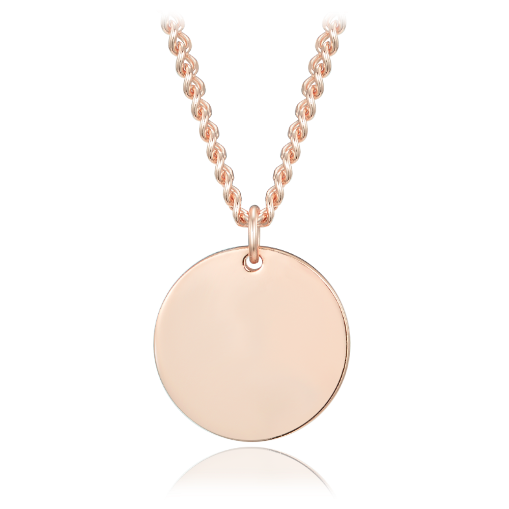 MINET Decentní Rose gold stříbrný náhrdelník s kolečkem pro gravírování