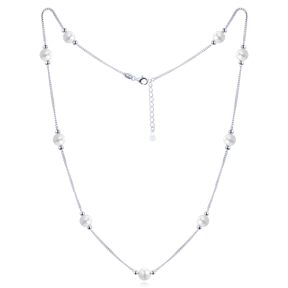 MINET Stříbrný náhrdelník s přírodními perlami