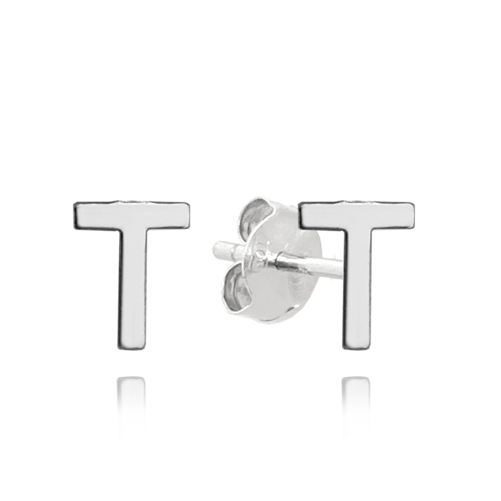 MINET Stříbrné náušnice písmeno "T"
