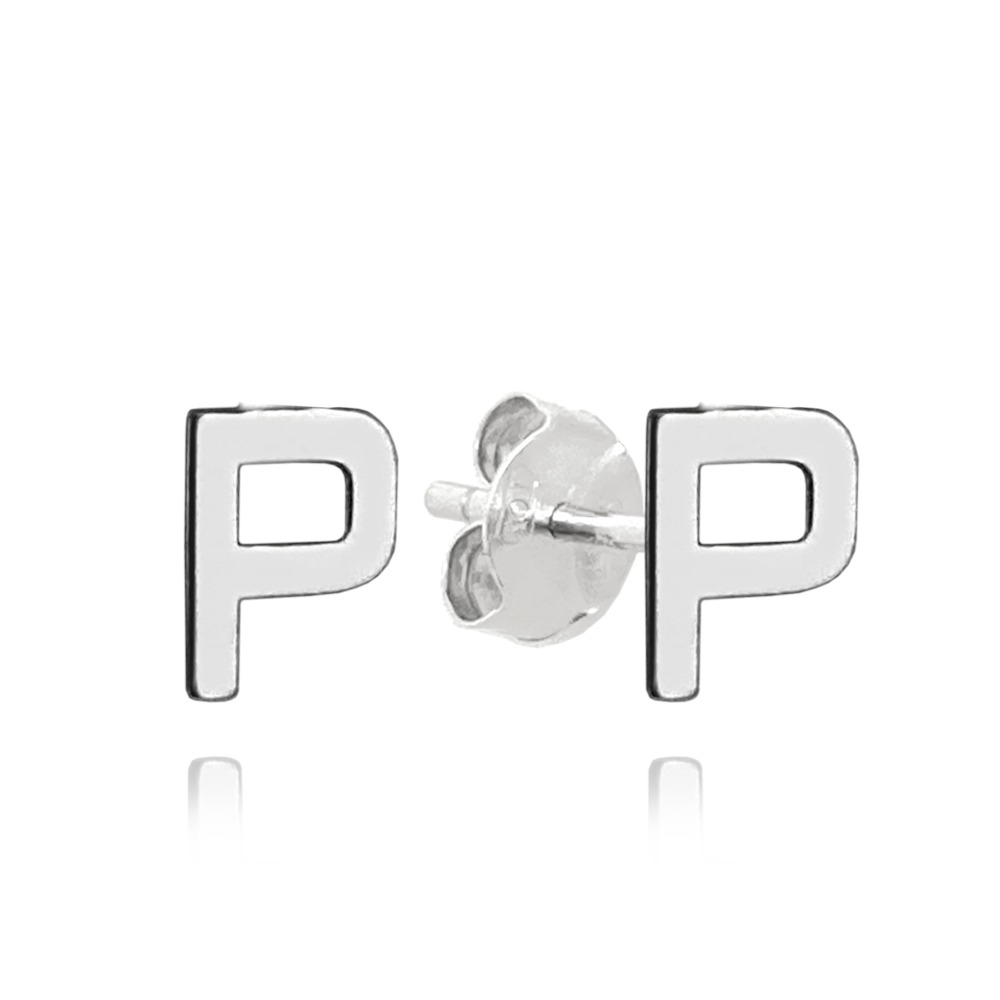 MINET Stříbrné náušnice písmeno "P"