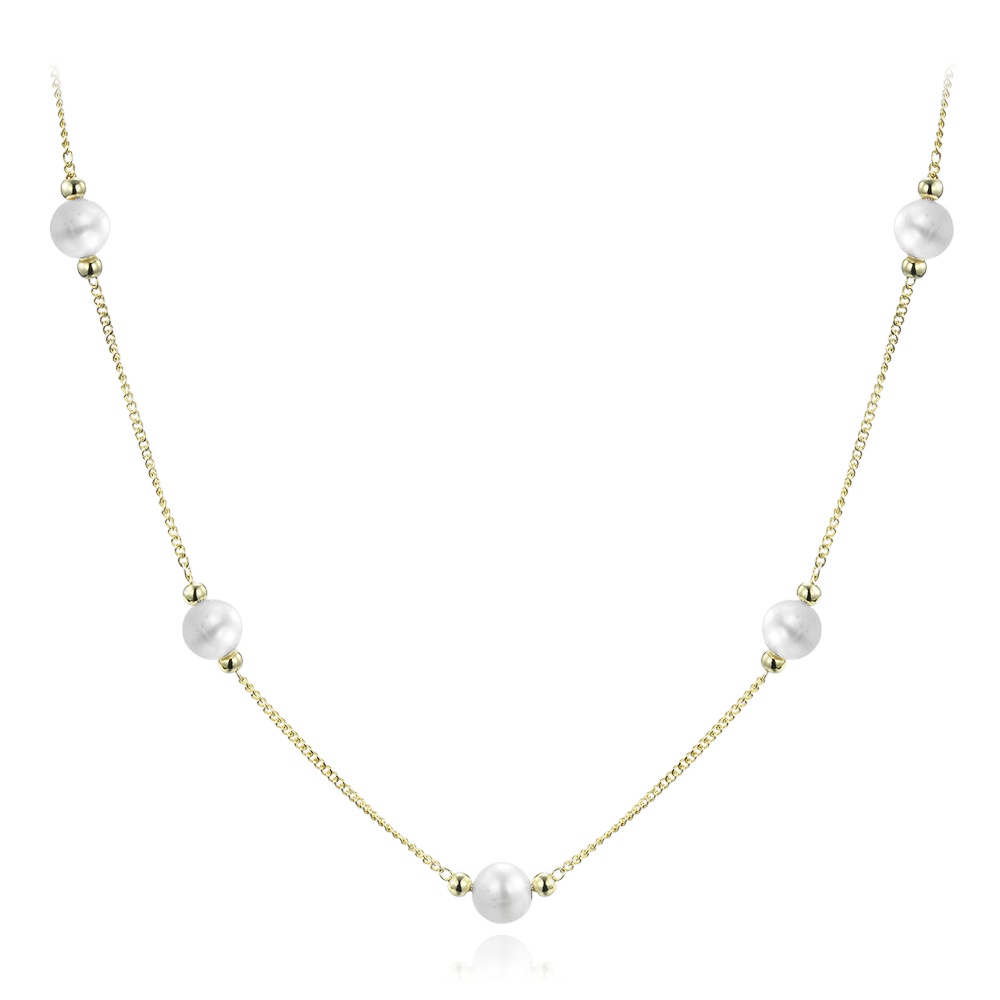 MINET Pozlacený stříbrný náhrdelník s přírodními perlami