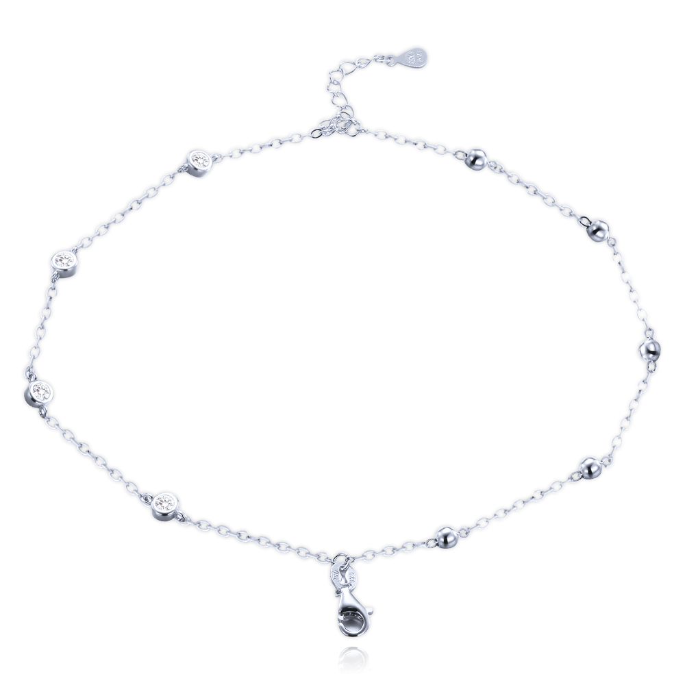 MINET Dvojitý stříbrný náramek s bílými zirkony