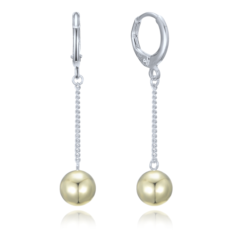 MINET Řetízkové stříbrné visací náušnice v kombinaci s pozlacenými kuličkami