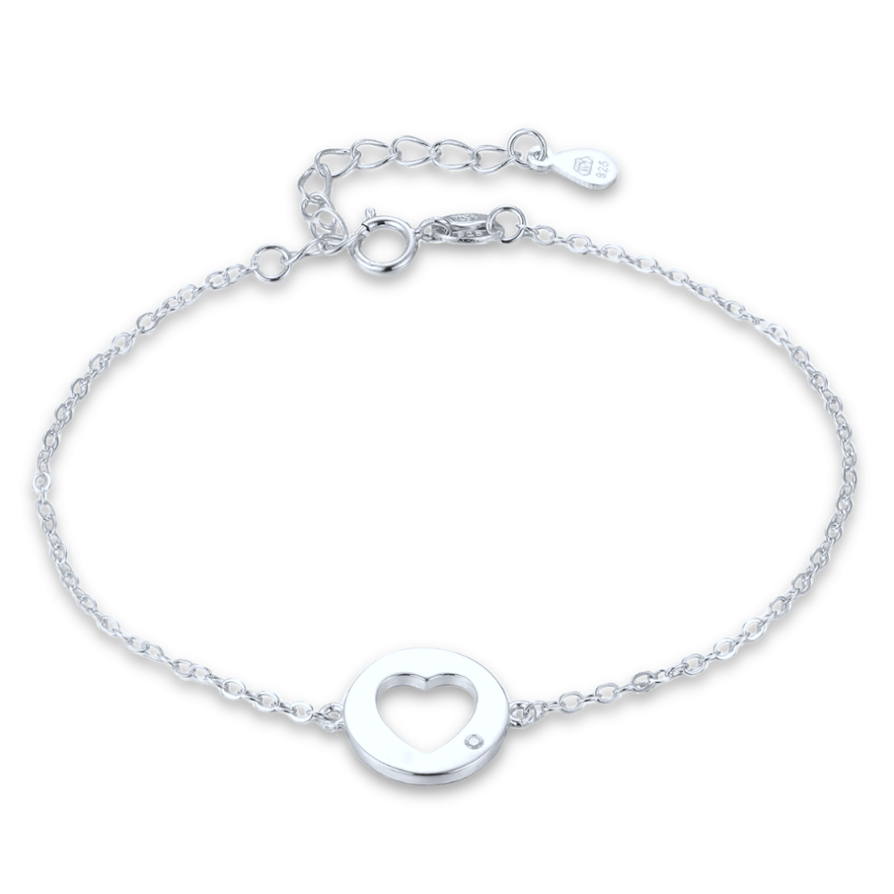 MINET Stříbrný náramek se srdíčkem - matka