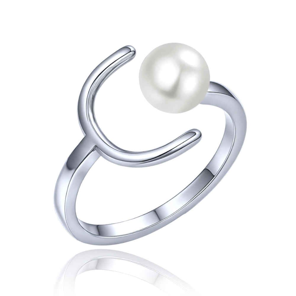 MINET Stříbrný prsten s přírodní perlou vel. 62