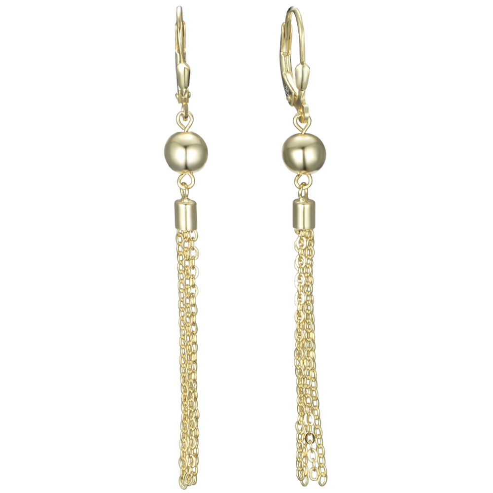 MINET Pozlacené řetízkové stříbrné visací náušnice s kuličkami