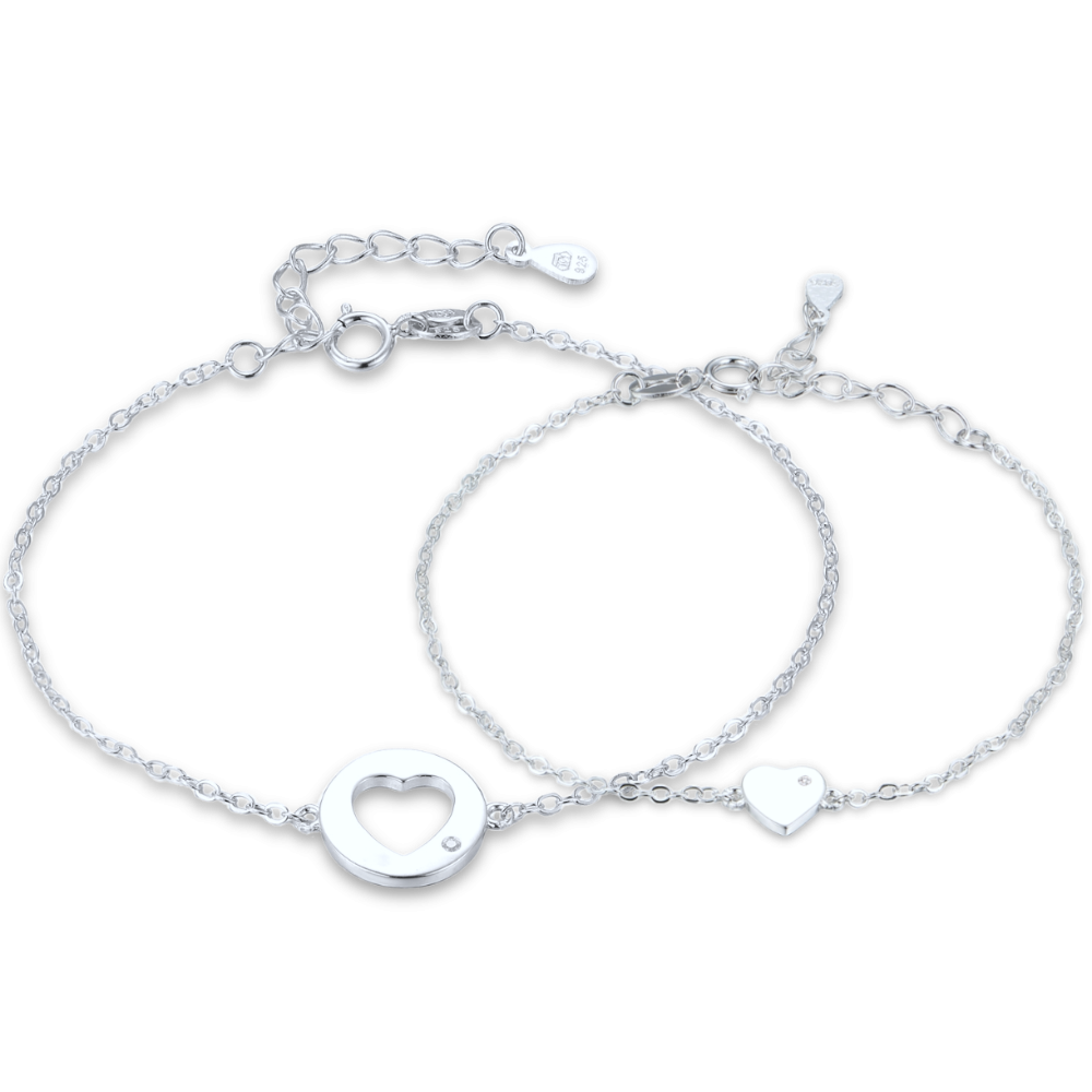 MINET Stříbrný set náramků se srdíčkem - matka a dcera