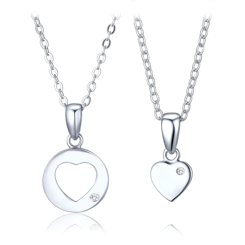 MINET Stříbrný set náhrdelníků se srdíčkem - matka a dcera
