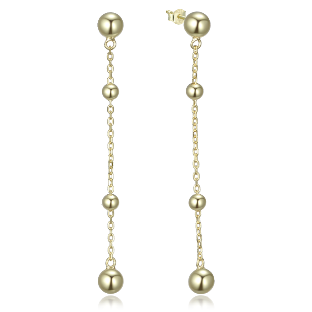 MINET Elegantní pozlacené stříbrné náušnice s kuličkami